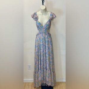 Floral Maxi Dress with Cap Sleeves